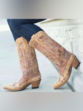 Corral Antique Saddle Crackle Distressed Cognac Western Cowgirl Boot Eagle R2227